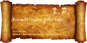 Kormányos Péter névjegykártya