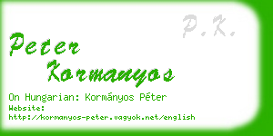 peter kormanyos business card
